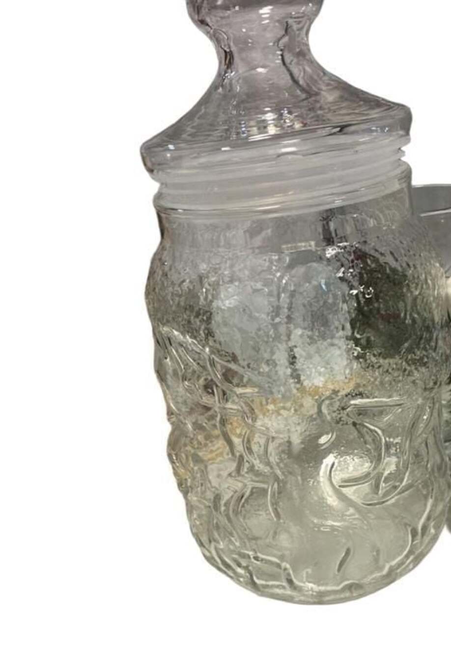 Vintage Luminarc France Glass Santa Face Head Canister Jar with Lid